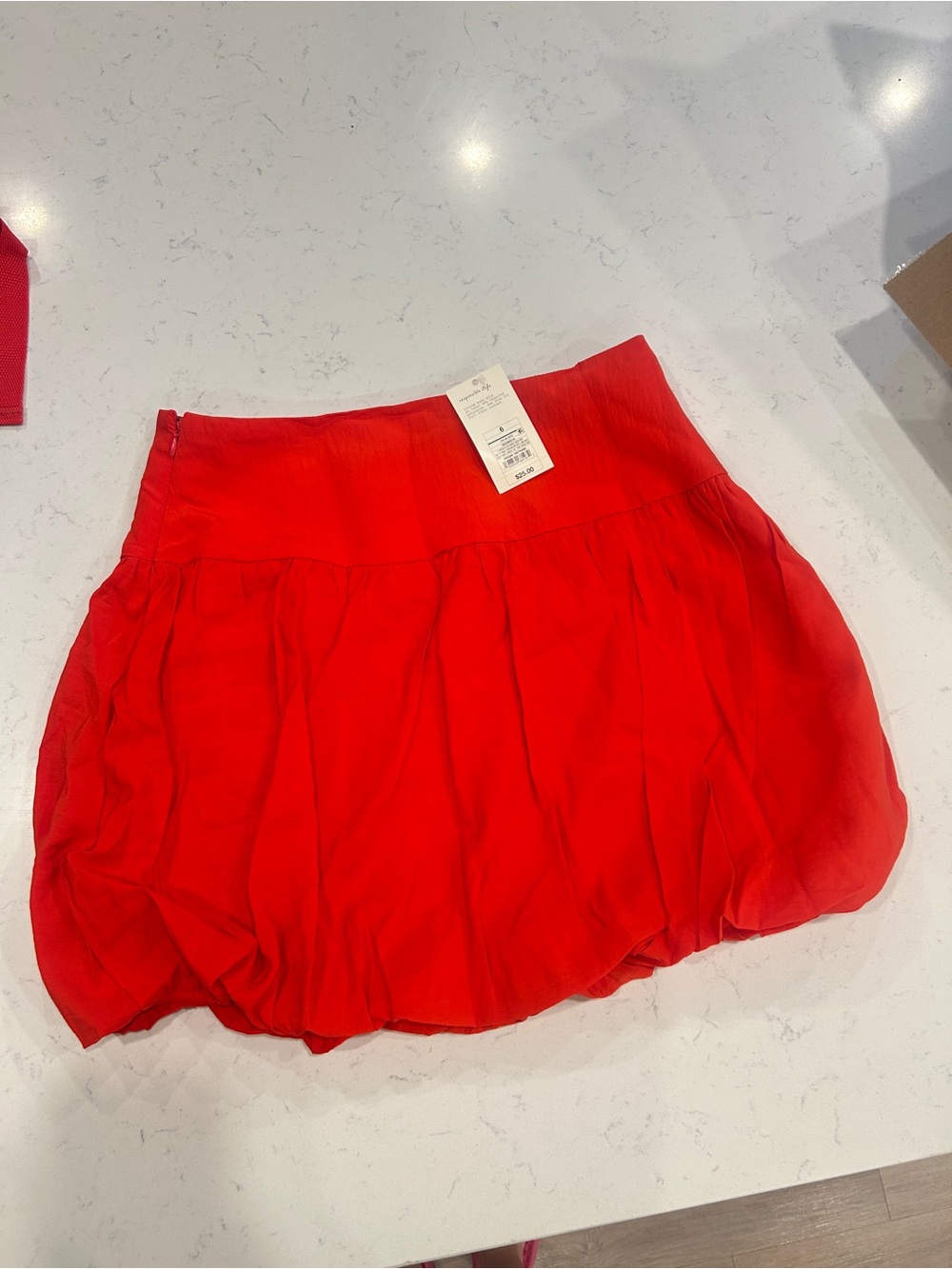 Vibrant Red Bubble Hem Mini Skirt